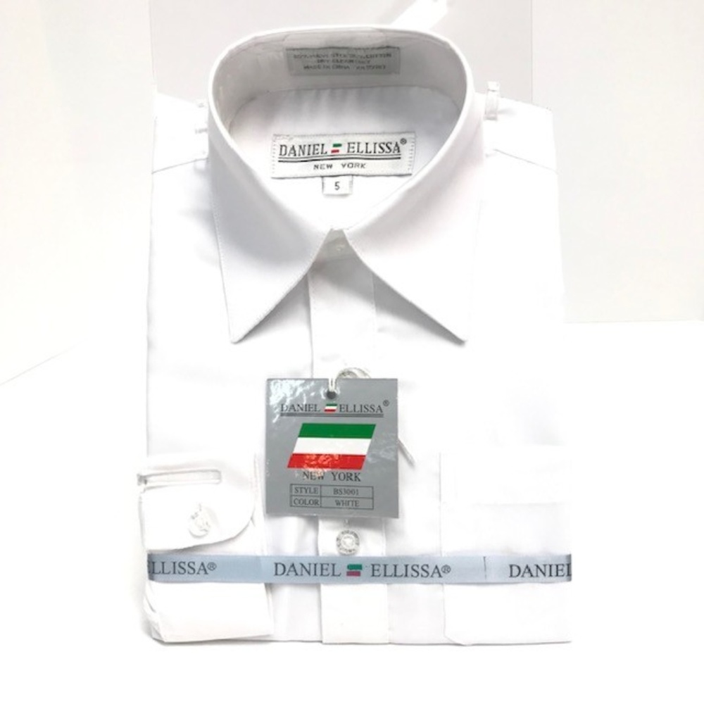 Boys White Long Sleeve Dress Shirt Daniel Ellissa Convertible Cuffs Sizes 4 - 18